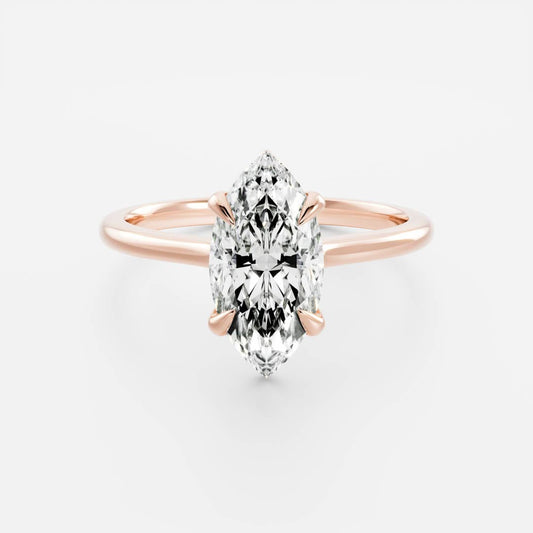 Solitaire Cathedral- 0.70 CT Marquise Moissanite Engagement Ring