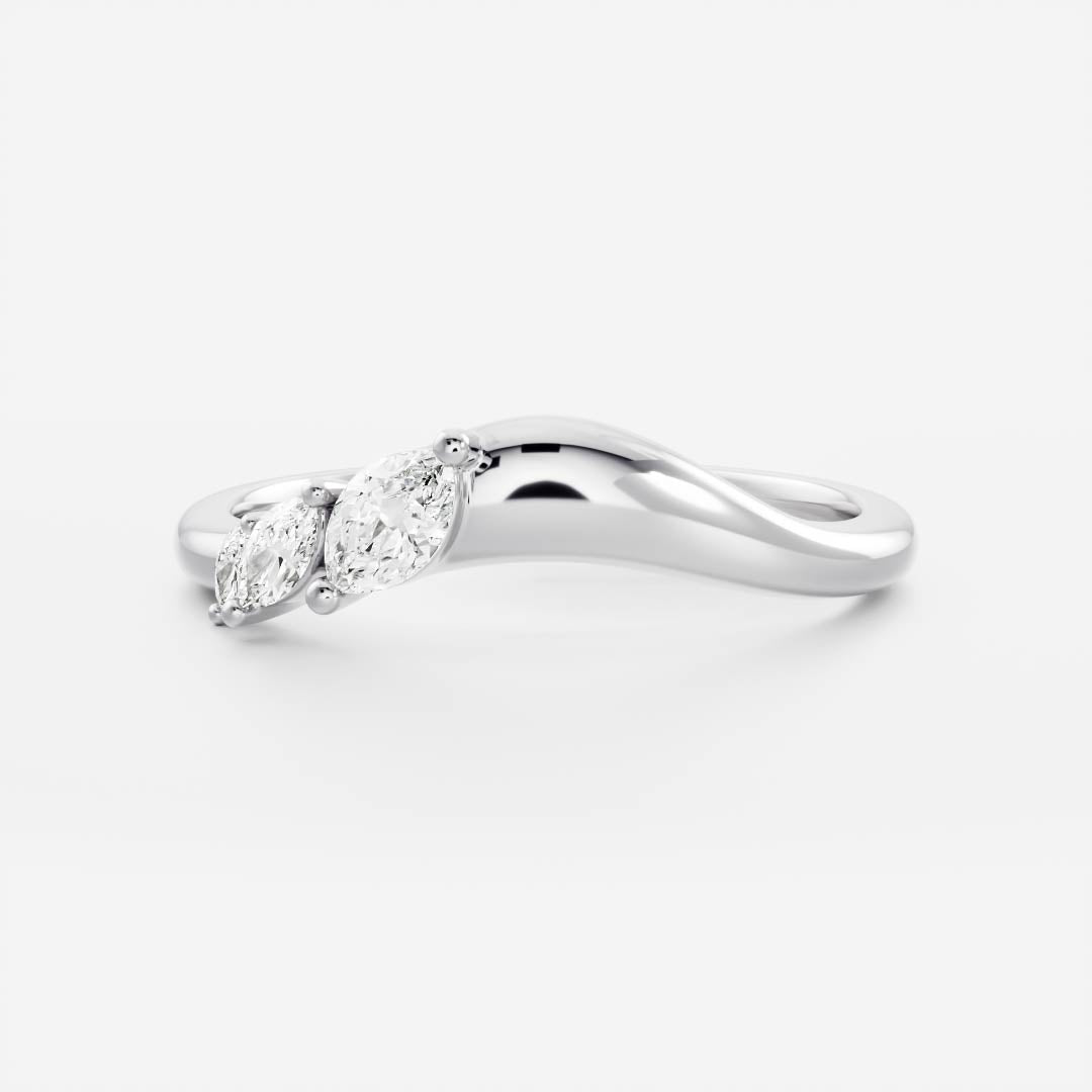 Half Eternity- 0.20 CT Oval Moissanite Wedding Band