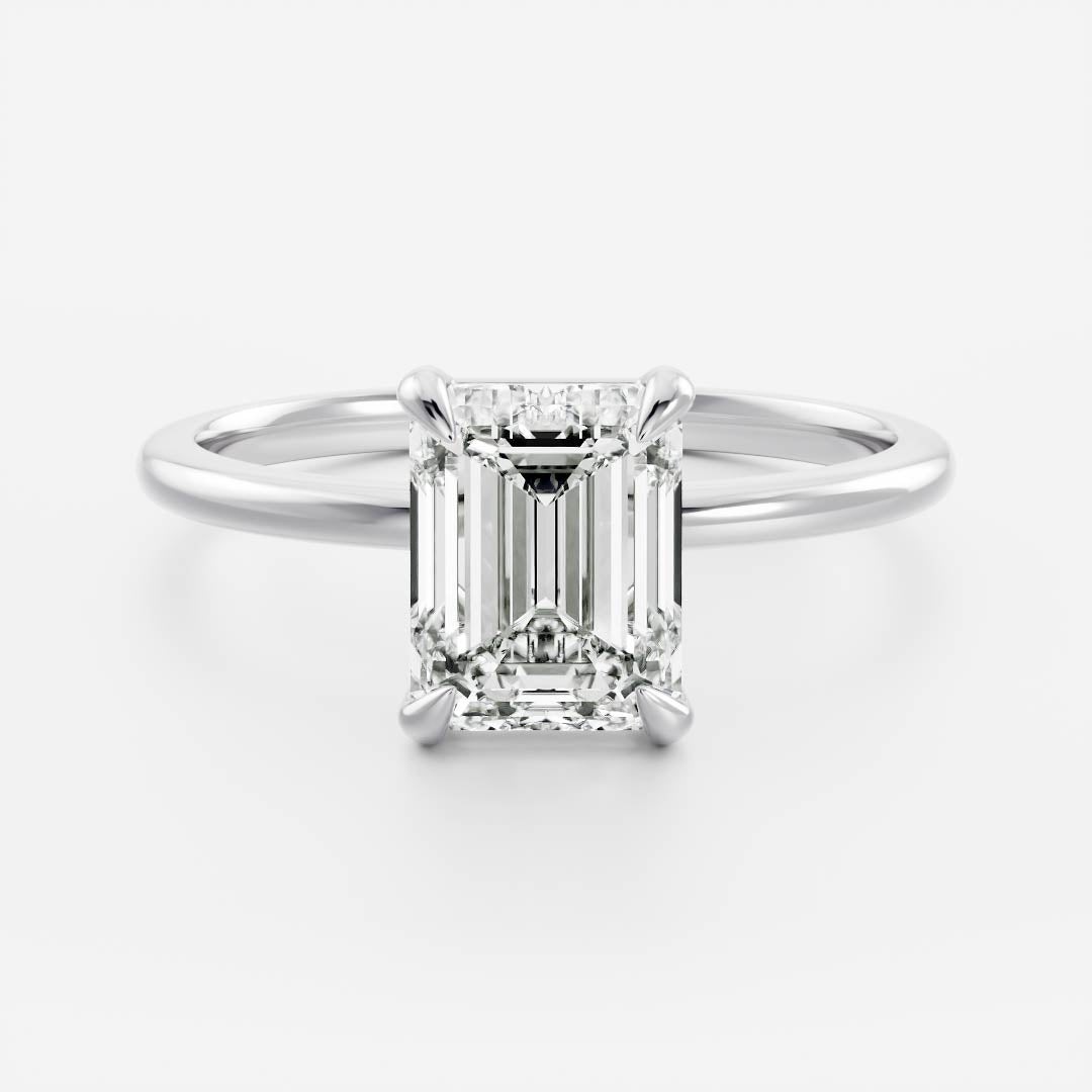 Hidden Halo- 2.2 CT Emerald Moissanite Engagement Ring