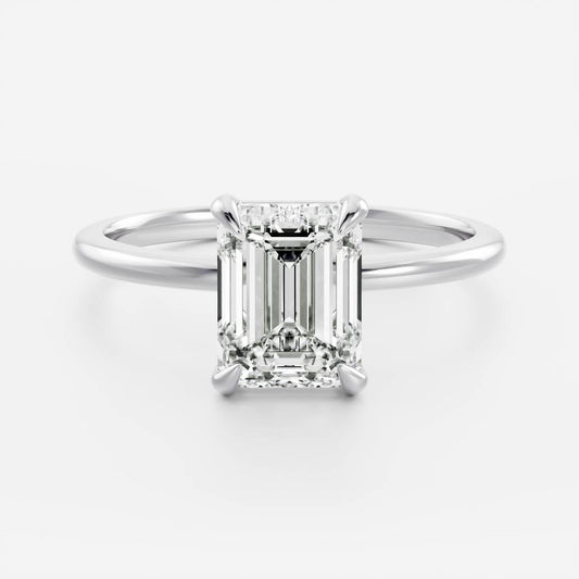 Hidden Halo- 2.2 CT Emerald Moissanite Engagement Ring