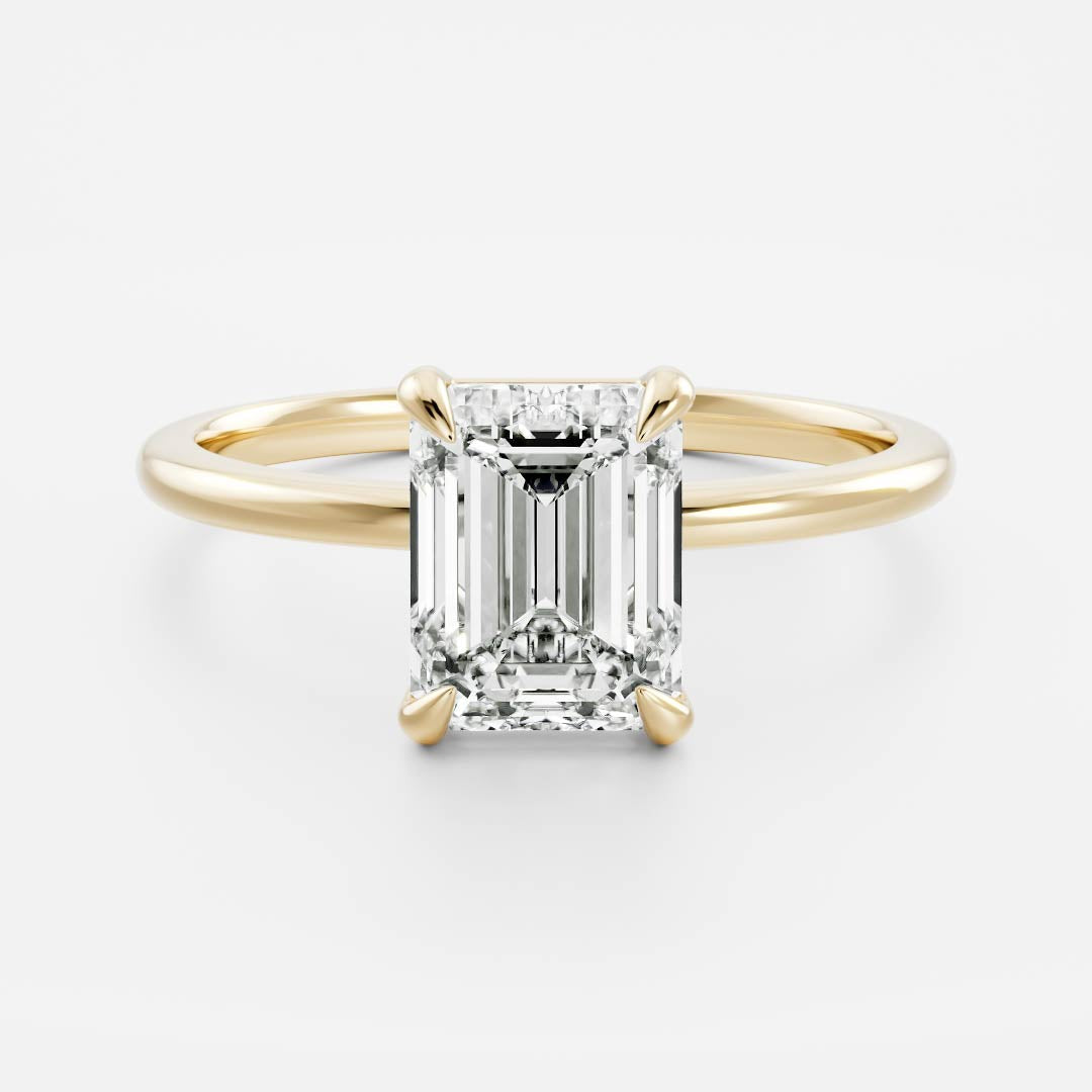 Solitaire- 2.2 CT Emerald Moissanite Engagement Ring