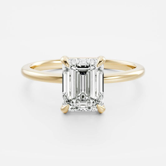 Solitaire- 2.2 CT Emerald Moissanite Engagement Ring