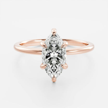 Solitaire Six Prong- 2.4 CT Marquise Moissanite Engagement Ring
