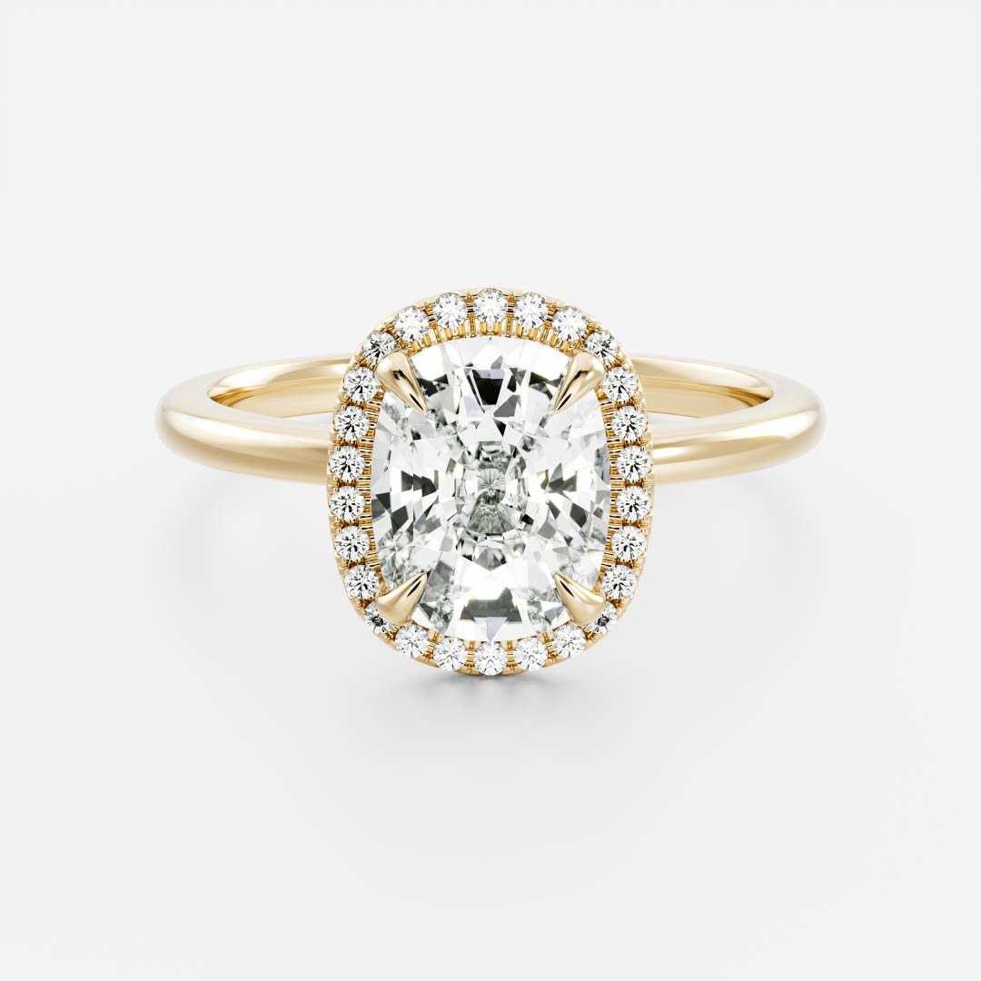Halo-2.0 CT Elongated Cushion Moissanite Engagement Ring