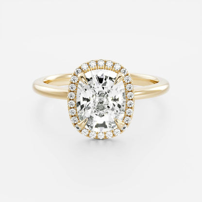 Halo-2.0 CT Elongated Cushion Moissanite Engagement Ring