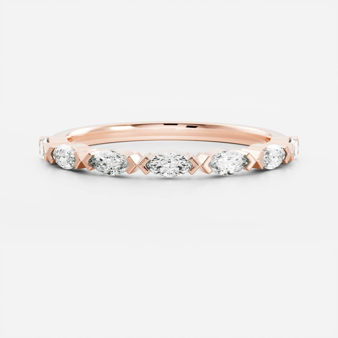 East West Half Eternity- 0.35 CT Marquise Moissanite Wedding Band