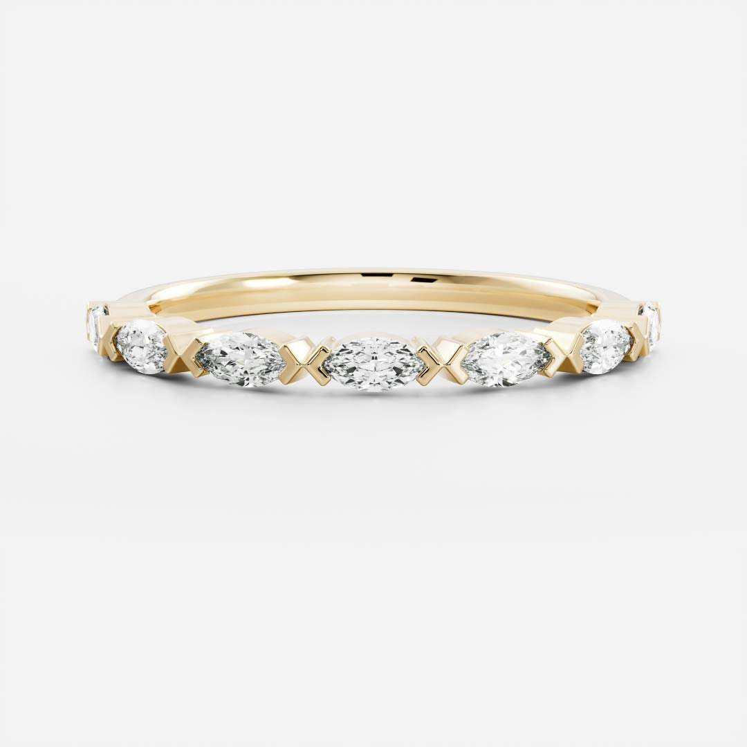 East West Half Eternity- 0.35 CT Marquise Moissanite Wedding Band