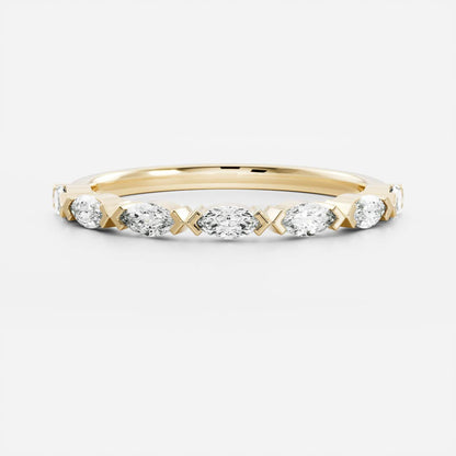 East West Half Eternity- 0.35 CT Marquise Moissanite Wedding Band