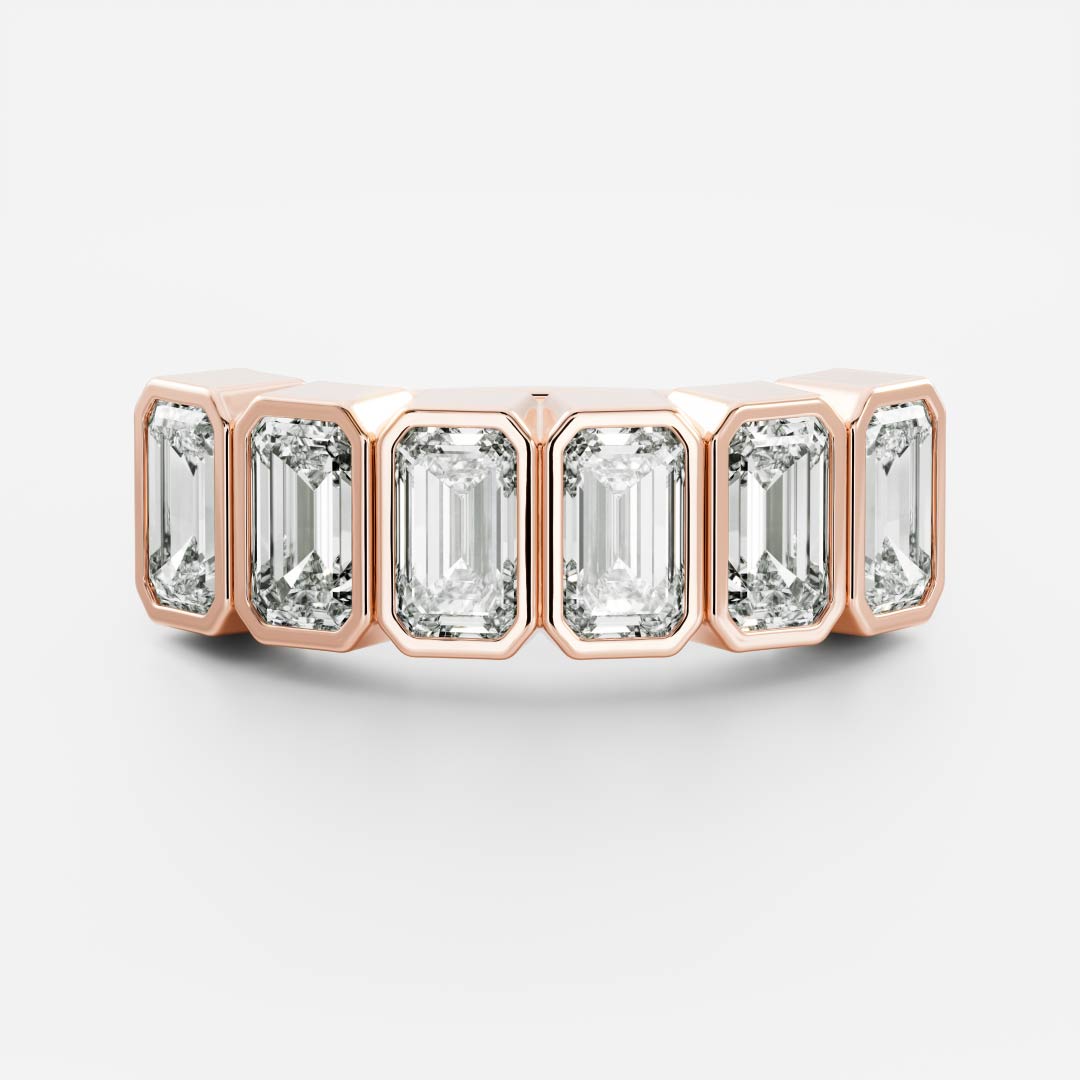 Half Eternity Bezel- 0.45 CT Emerald Moissanite Wedding Band