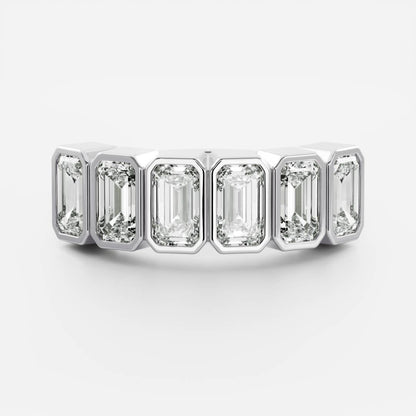 Half Eternity Bezel- 0.45 CT Emerald Moissanite Wedding Band