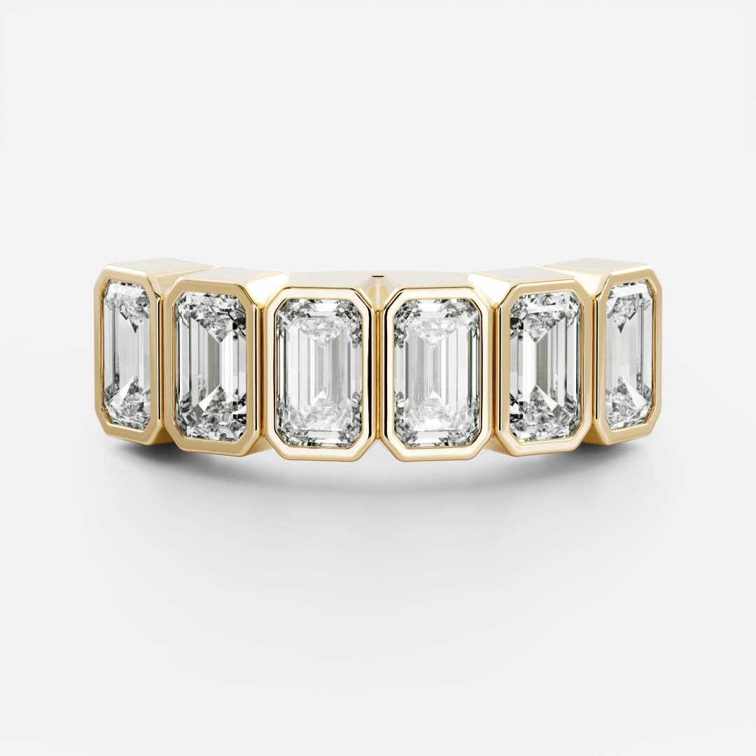 Half Eternity Bezel- 0.45 CT Emerald Moissanite Wedding Band