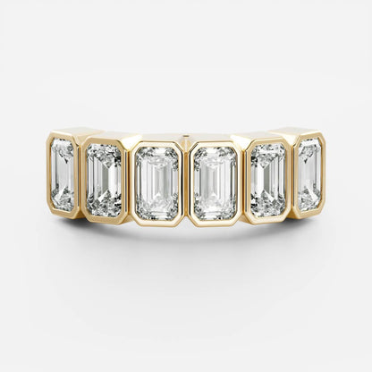 Half Eternity Bezel- 0.45 CT Emerald Moissanite Wedding Band