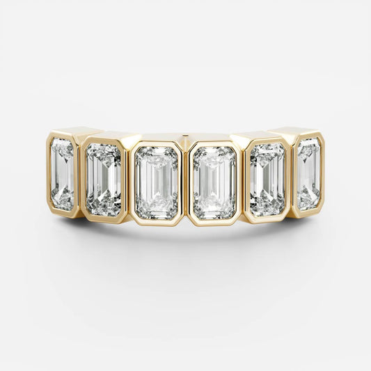 Half Eternity Bezel- 0.45 CT Emerald Moissanite Wedding Band