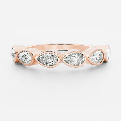 East West Half Eternity Bezel- 2.4 CT Pear Moissanite Wedding Band