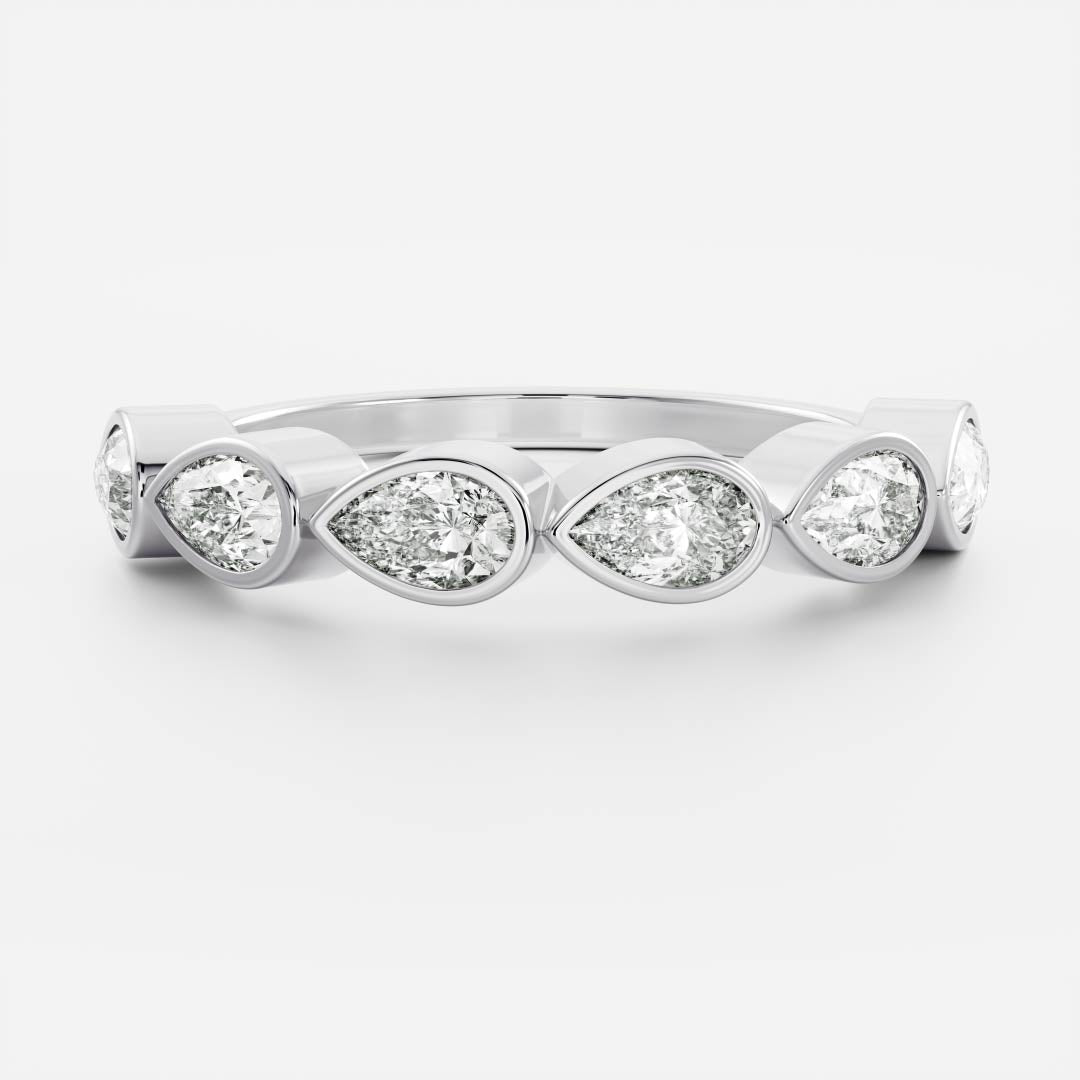 East West Half Eternity Bezel- 2.4 CT Pear Moissanite Wedding Band