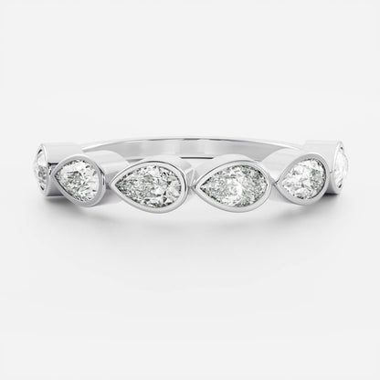 East West Half Eternity Bezel- 2.4 CT Pear Moissanite Wedding Band