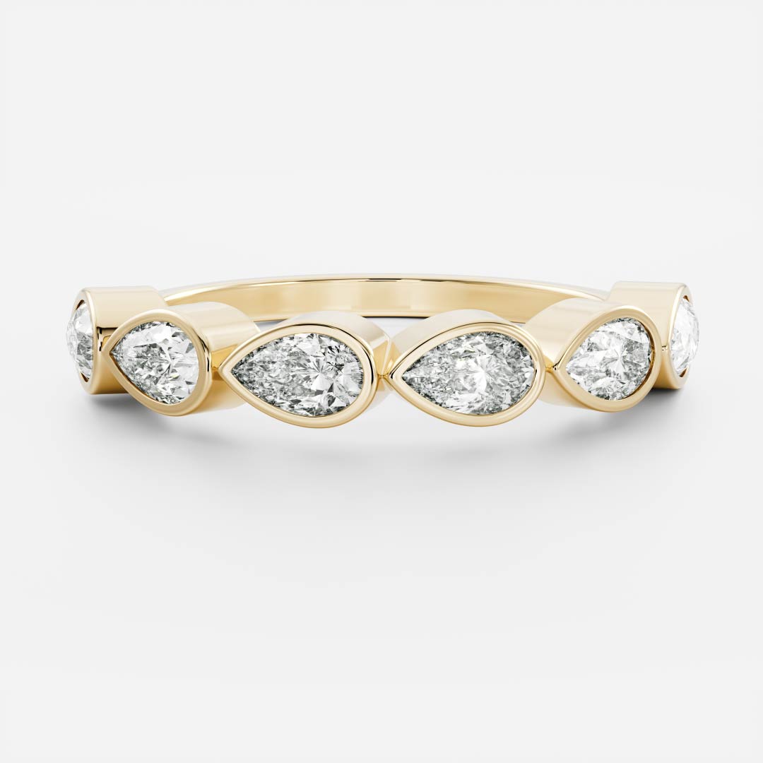 East West Half Eternity Bezel- 2.4 CT Pear Moissanite Wedding Band