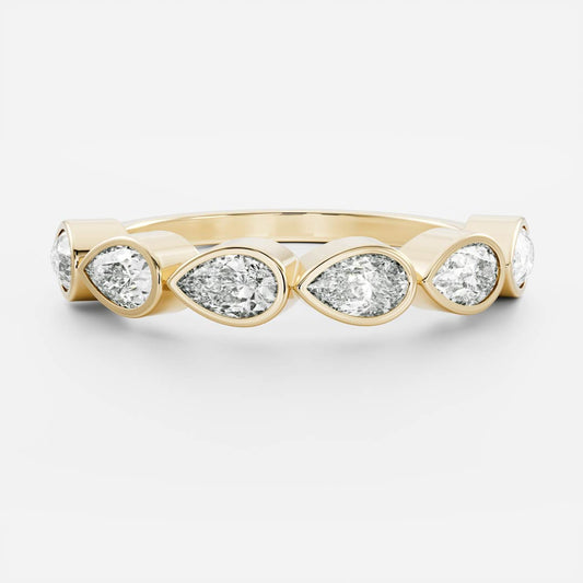East West Half Eternity Bezel- 2.4 CT Pear Moissanite Wedding Band