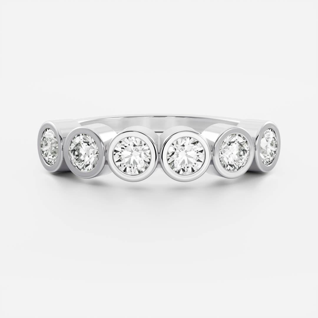 Half Eternity Bezel- 0.19 CT Round Moissanite Wedding Band