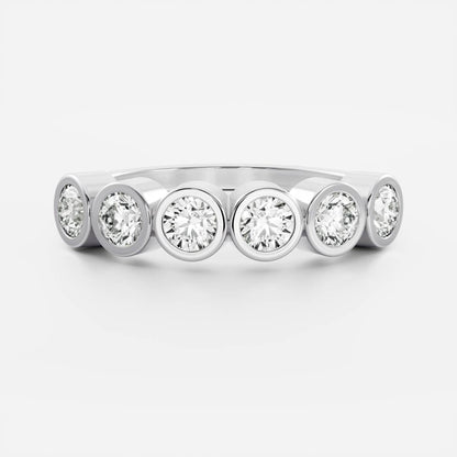 Half Eternity Bezel- 0.19 CT Round Moissanite Wedding Band