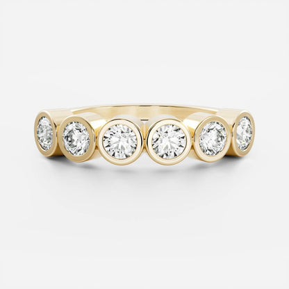 Half Eternity Bezel- 0.19 CT Round Moissanite Wedding Band