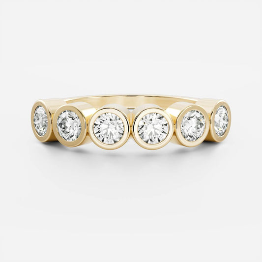Half Eternity Bezel- 0.19 CT Round Moissanite Wedding Band