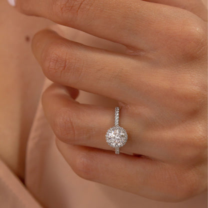 Halo & Pave-Round Lab Grown Diamond Engagement Ring