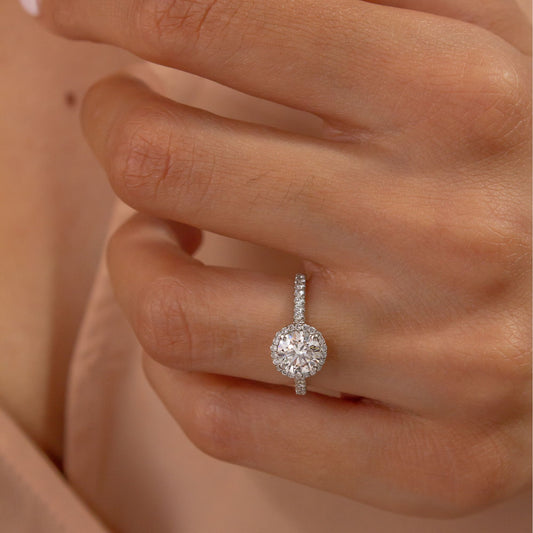 Halo & Pave-Round Lab Grown Diamond Engagement Ring