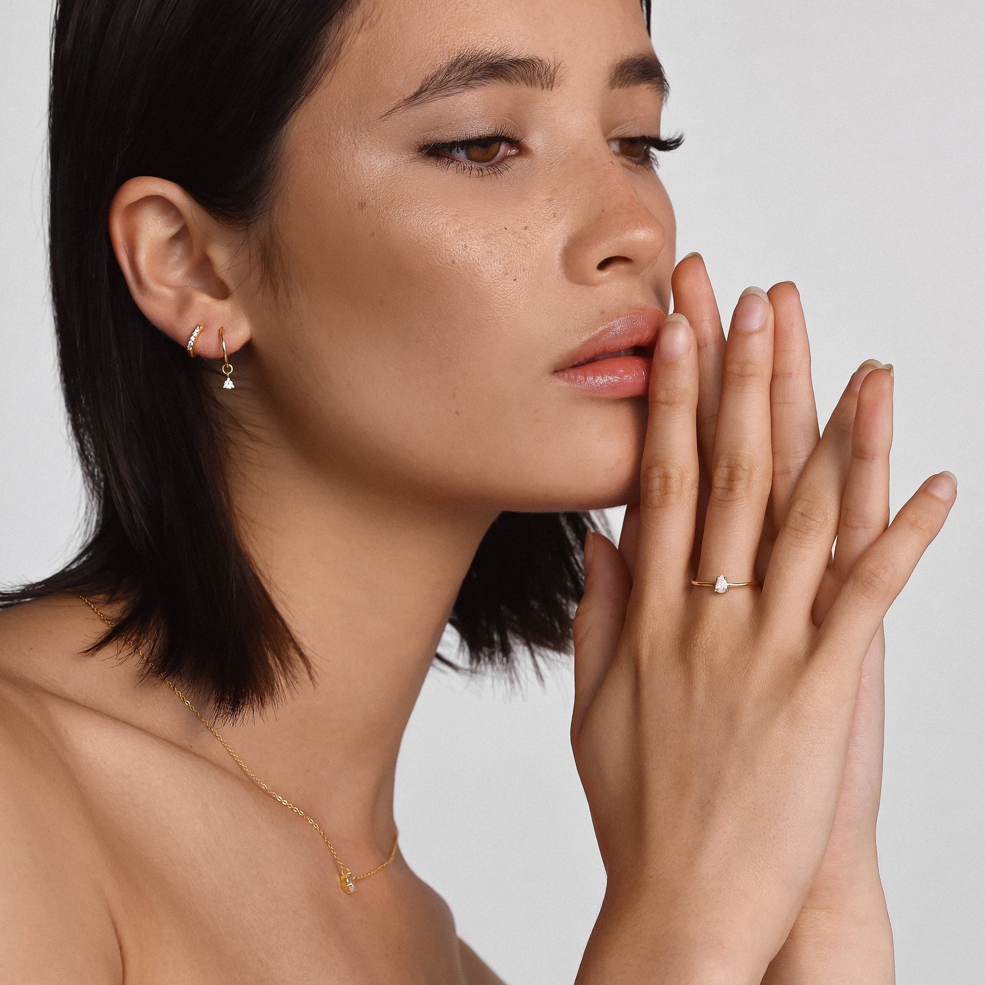 Gold Hoop Earrings with 0.2 TCW Round Lab-Grown Diamonds