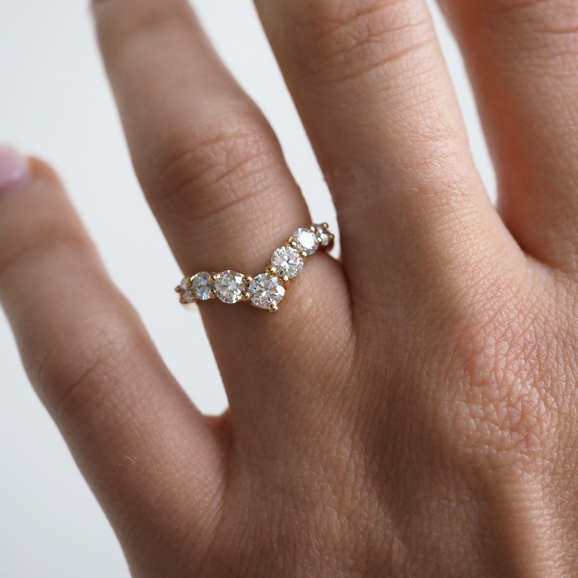 Elegant 1.10 TCW Round Lab-Grown Diamond Curved Wedding Band 2