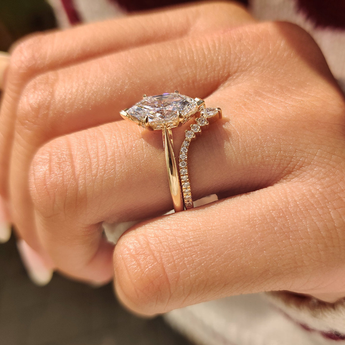 Solitaire Cathedral- 1.8 CT Cushion Lab Grown Diamond Wedding Band