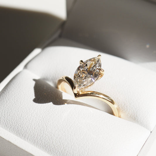 1.50 CT Marquise Lab-Grown Diamond Solitaire Engagement Ring in Radiant Gold