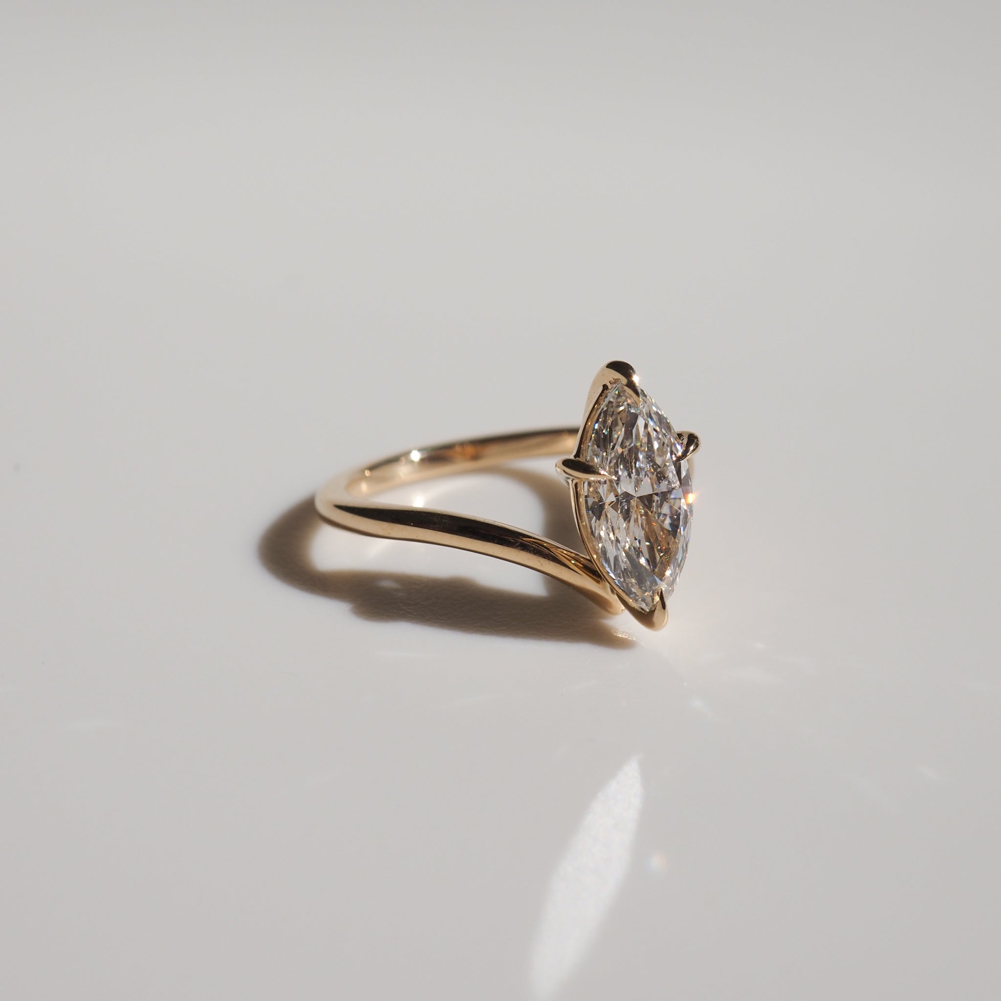 1.20 CT Marquise Lab Grown Diamond Gold Solitaire Ring