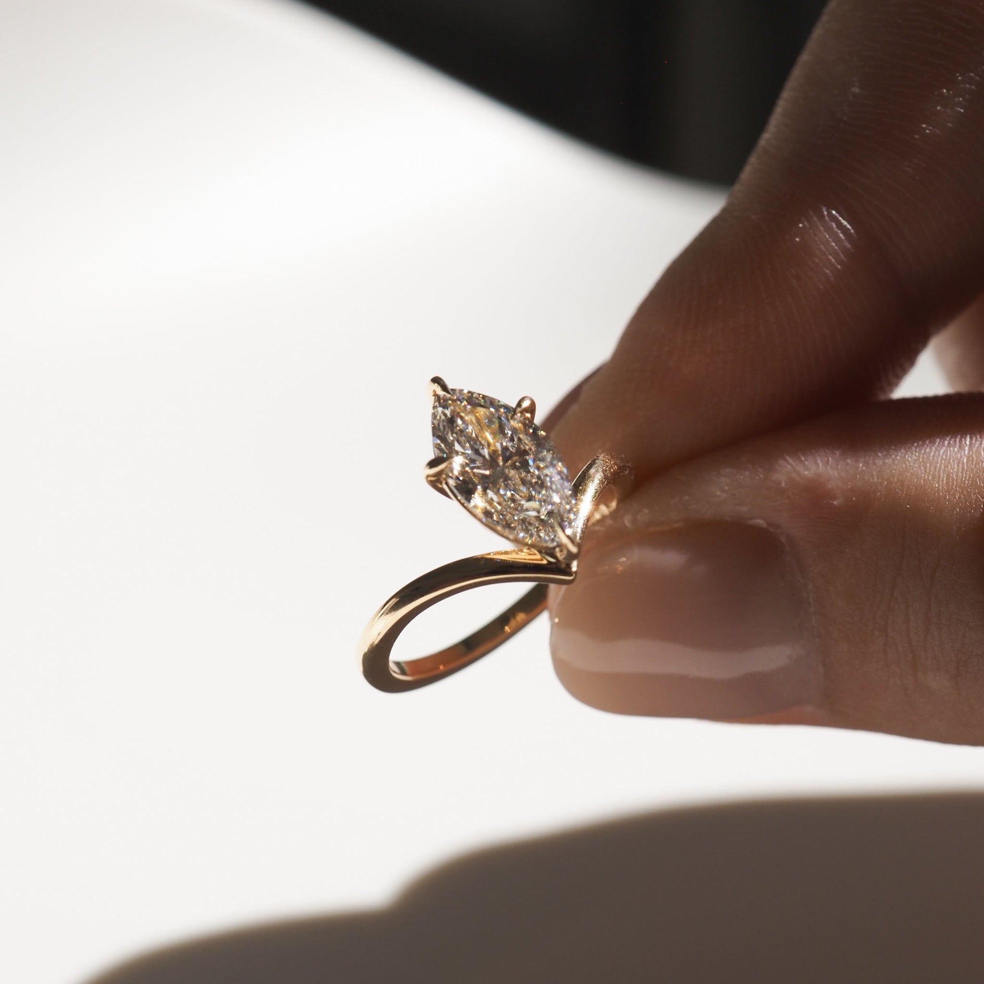 1.50 CT Marquise Lab-Grown Diamond Solitaire Engagement Ring in Radiant Gold 5