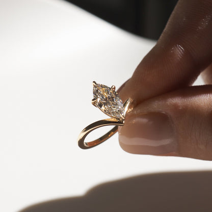 1.50 CT Marquise Lab-Grown Diamond Solitaire Engagement Ring in Radiant Gold 5