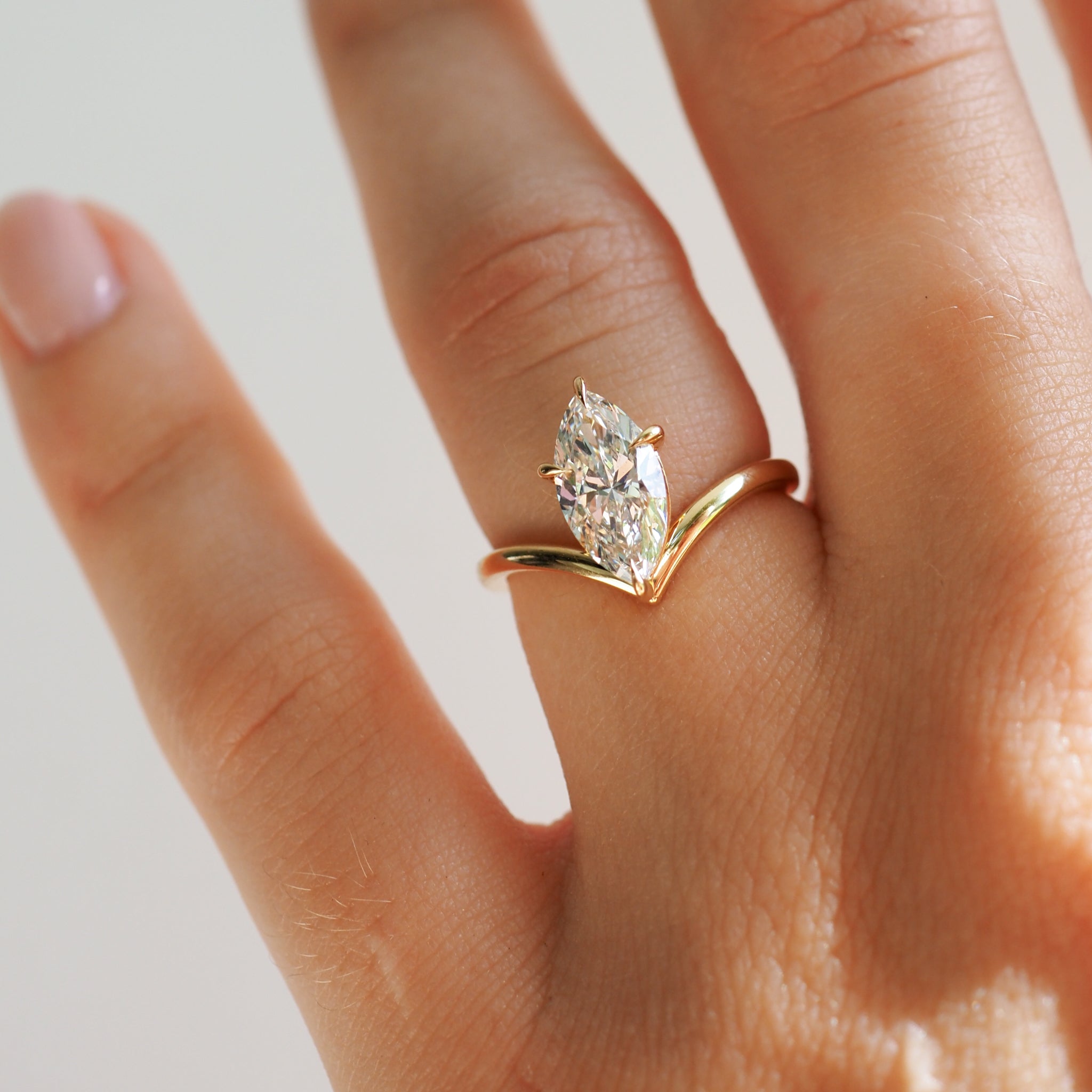 1.50 CT Marquise Lab-Grown Diamond Solitaire Engagement Ring in Radiant Gold