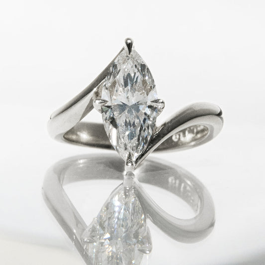 Custom Listing for Aaron- 3.0 CT Marquise Solitaire & Bypass Style Lab Grown Diamond Engagement Ring