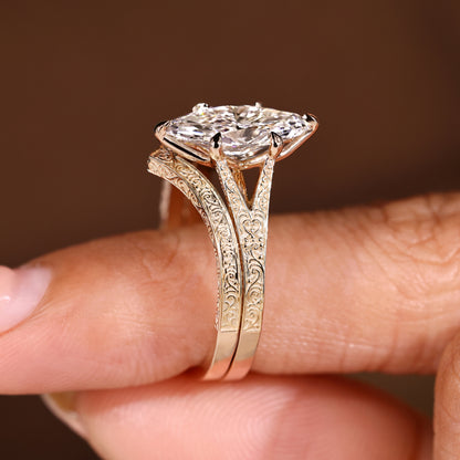 Solitaire Cathedral- 1.8 CT Cushion Lab Grown Diamond Wedding Band
