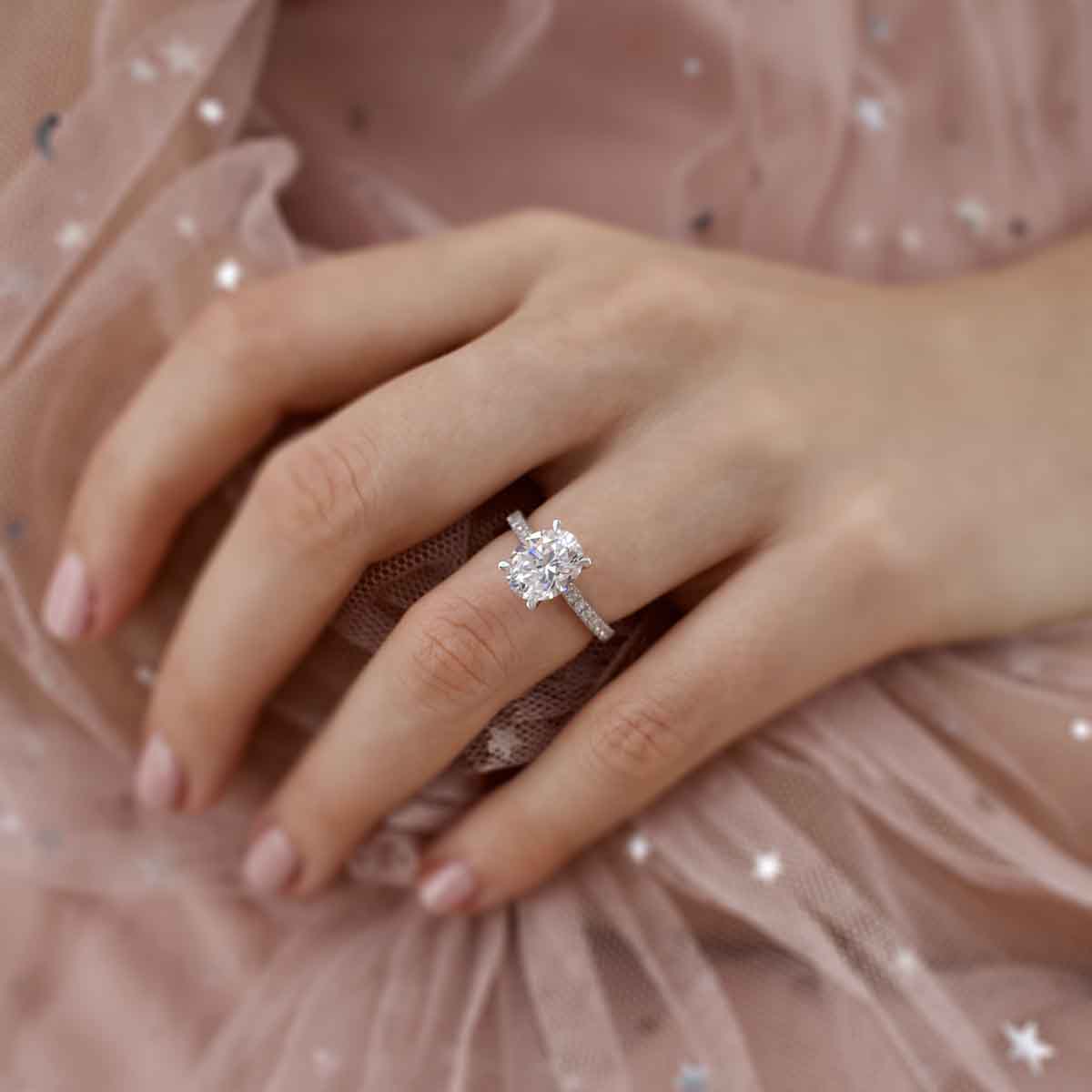 1.50 CT Oval Lab Grown Diamond Pave Engagement Ring 5