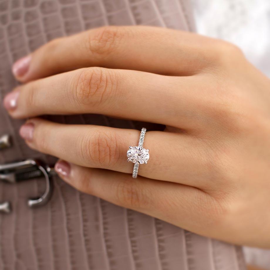 1.50 CT Oval Lab Grown Diamond Pave Engagement Ring