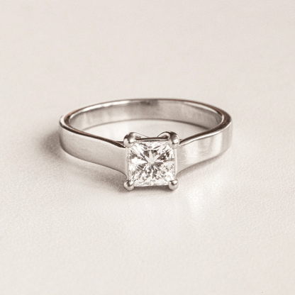 Solitaire & Criss Cross Cathedral-Princess Lab Grown Diamond Engagement Ring