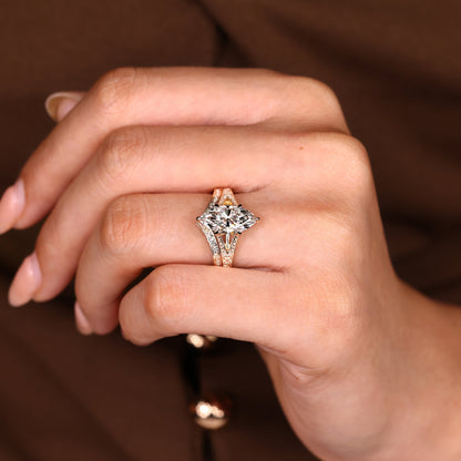 Solitaire Cathedral- 1.8 CT Cushion Lab Grown Diamond Wedding Band