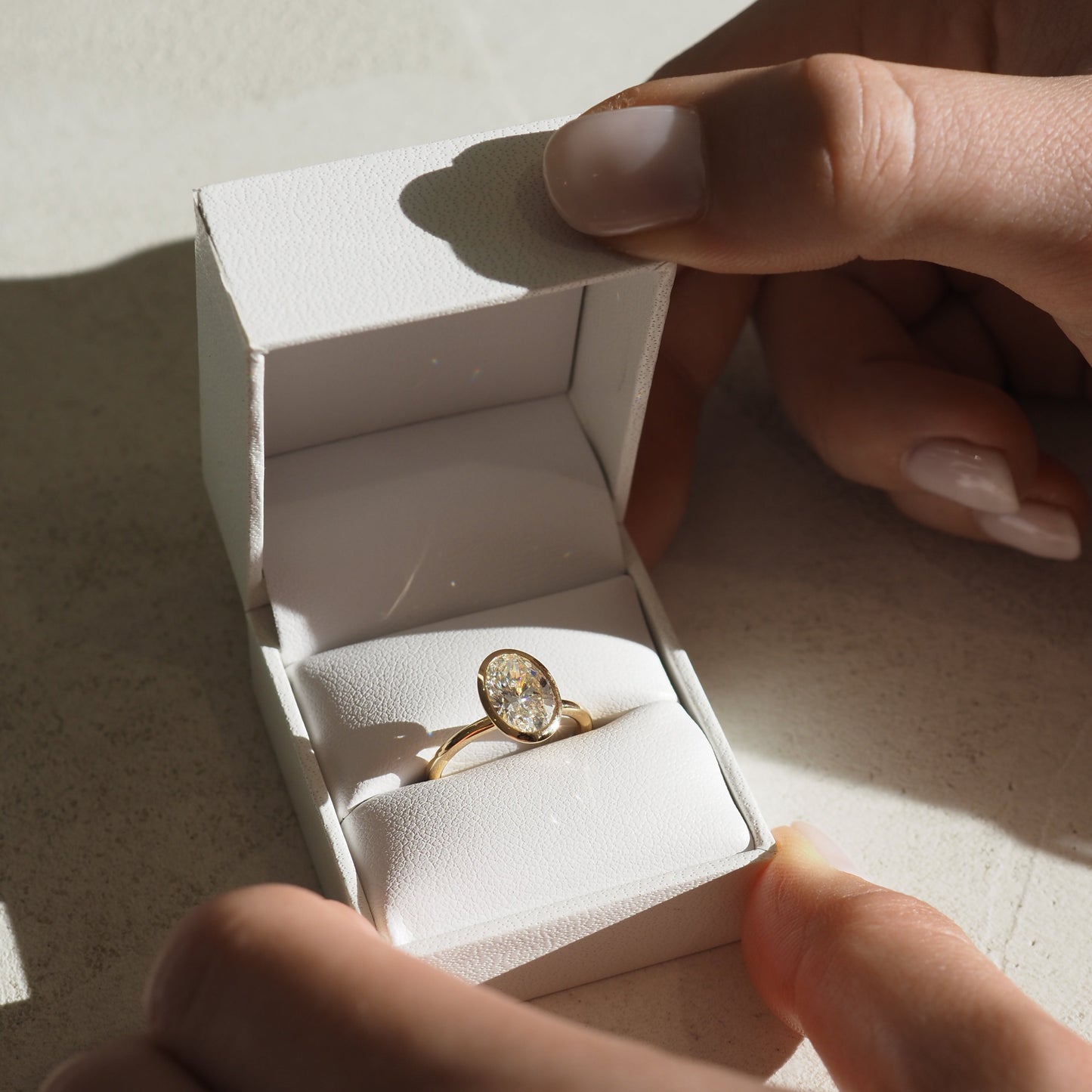 Solitaire Bezel-Oval Lab Grown Diamond Engagement Ring