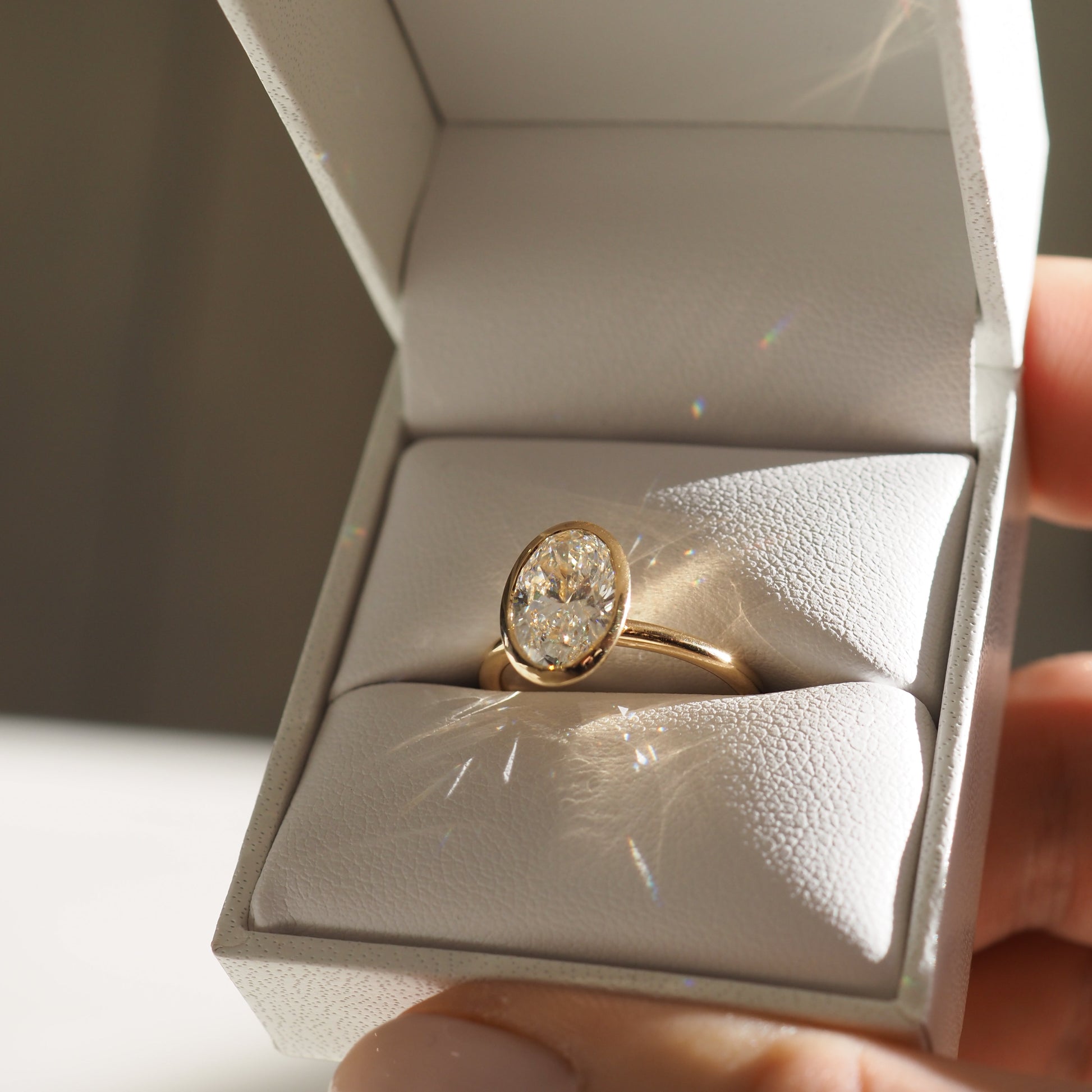 Solitaire Bezel-Oval Lab Grown Diamond Engagement Ring
