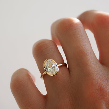 Solitaire Bezel-Oval Lab Grown Diamond Engagement Ring