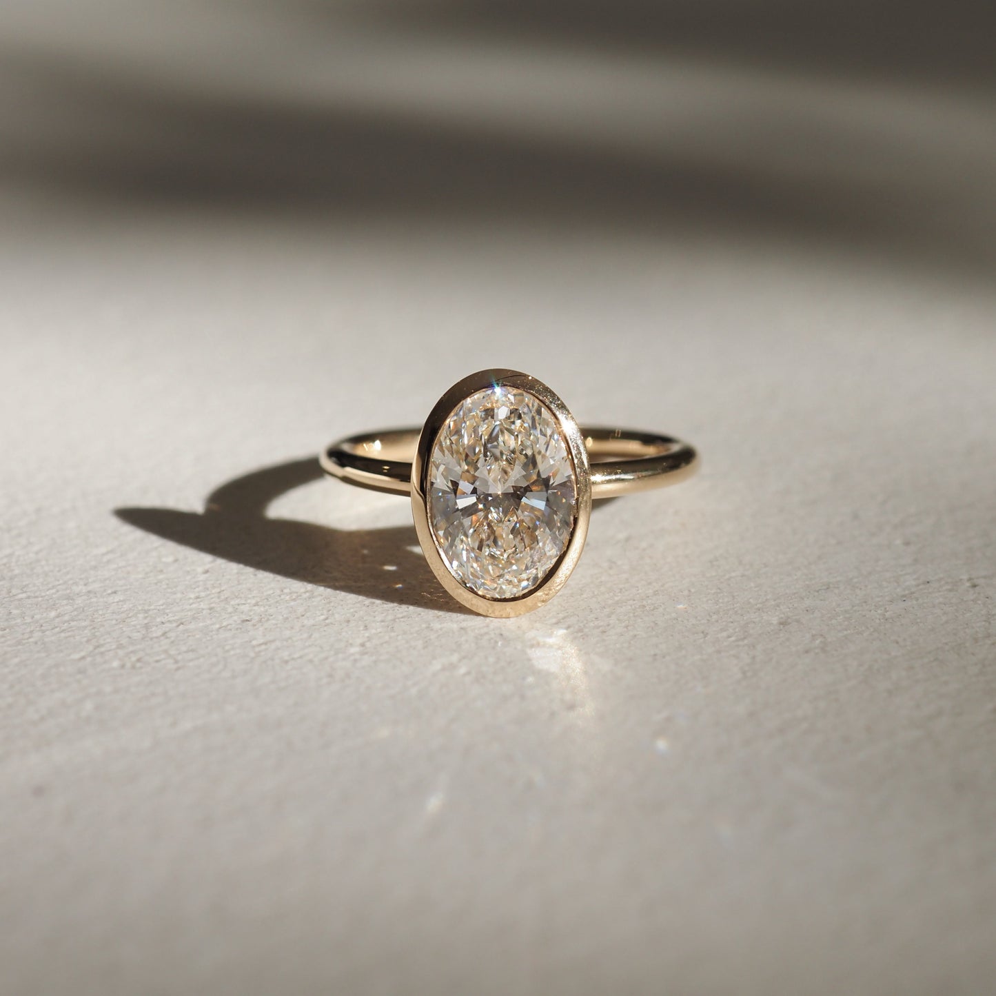 1.50 CT Oval Lab Grown Diamond Bezel Solitaire Engagement Ring 1