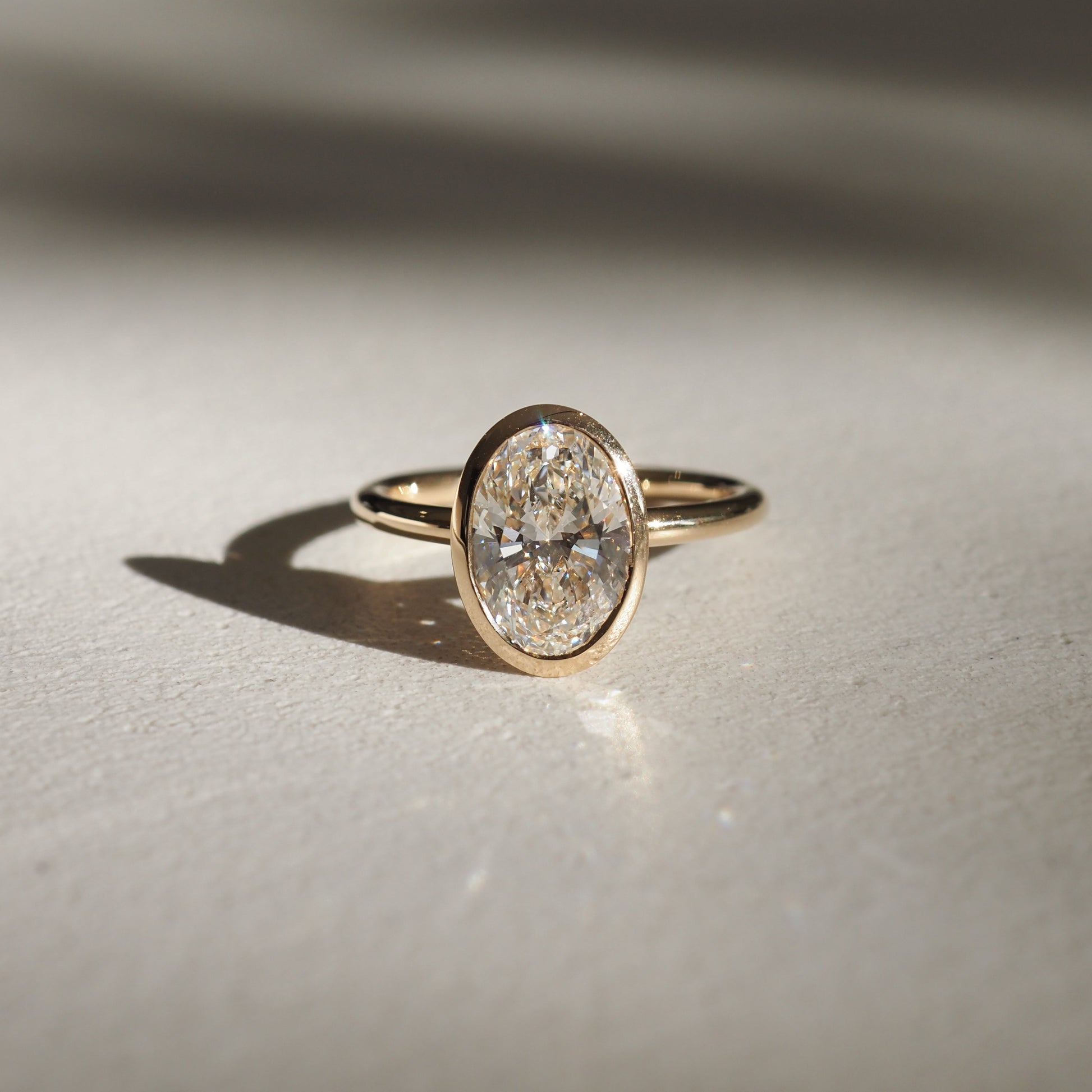 1.50 CT Oval Lab Grown Diamond Bezel Solitaire Engagement Ring 1