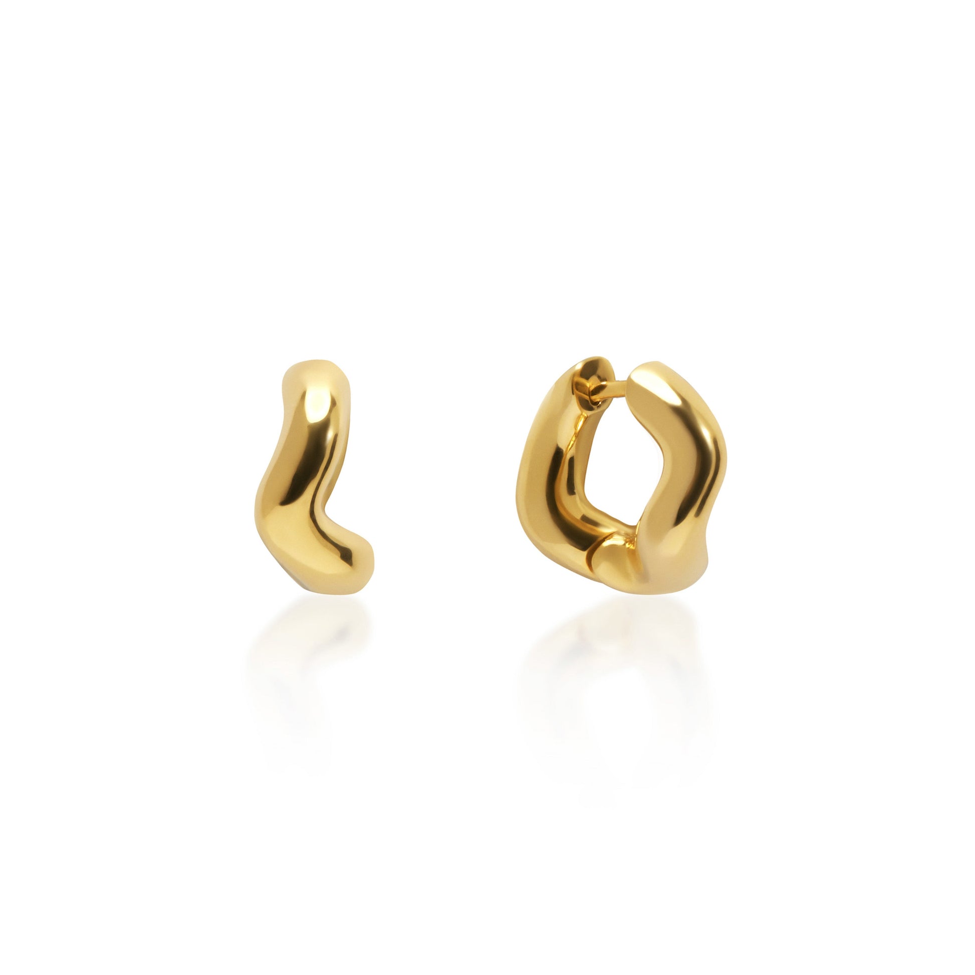 Golden Ripple Wave Hoop Earrings 1