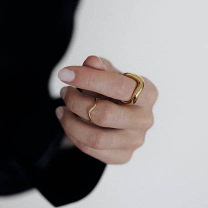 Uneven Thin Wave Wedding Band 10