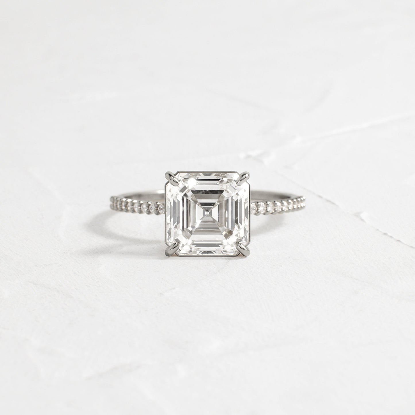 Pave-Asscher Lab Grown Diamond Engagement Ring